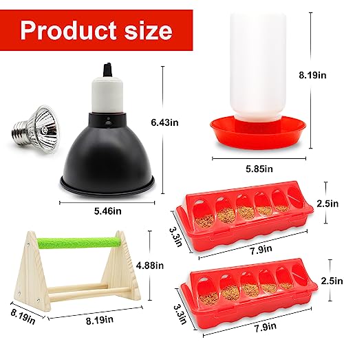 Chick Feeder and Waterer Kit with 75W Heat Lamp, Chick Perch, Flip Top Poultry Feeder, Baby Chick Starter Kit for Chick Brooder, Baby Chicken Supplies for Baby Chick, Duck and Quail - color: Chick Feeder and Waterer Kit With 75w Heat Lamp