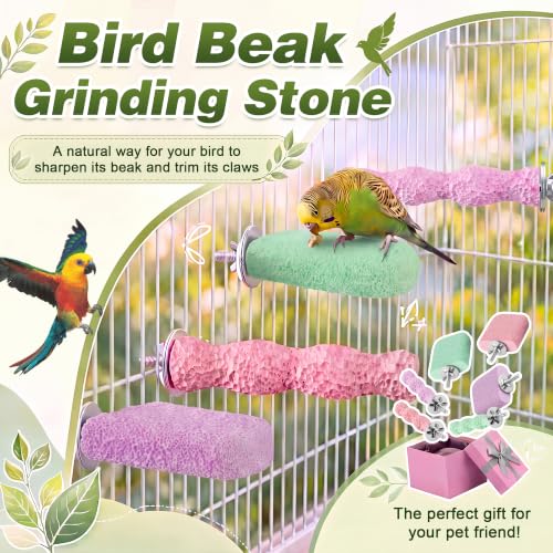6 PCS Bird Beak Grinding Stone, Bird Perches, Nail Trimming Stick (Short) | For Small Medium Cockatiel Lovebird Finch Chinchillas Hamsters, Climbing Ledge, Grinding Claws and Beaks, Playful Design - size: Short