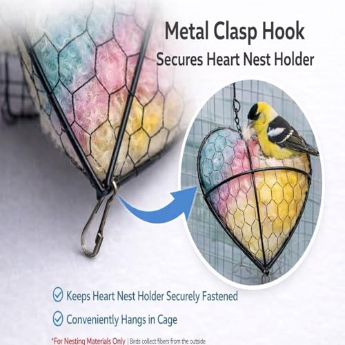 Handmade Alpaca Fiber Bird Nesting Heart,Hummingbird Houses Art Bird nest Box &Wild Birds nest Material Holder Outdoor Garden,Gift for Bird Lovers(1PCS) - color: Pastel