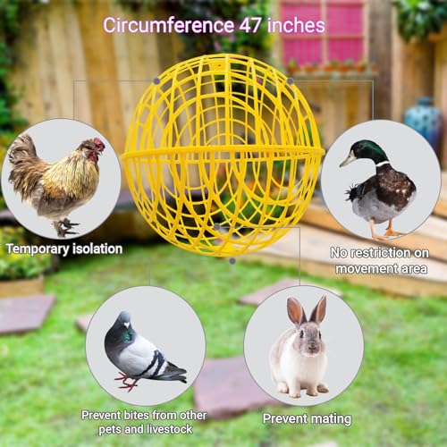 15.7" Ball-Shaped Movable Chicken Coop,Pigeon Rabbit Duck Safe Walking Net,Preventing Trampled by Horse,Predation by Eagles,Dog Bites.Pet Removable Prevent Harassment Safety Hutch(2 Pack) - color: Yellow(2 Pack)