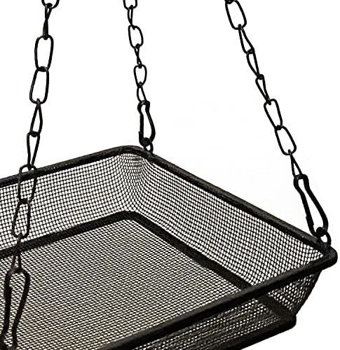 2 Pack Hanging Bird Feeder Tray Platform Metal Mesh Seed Tray for Bird Feeding Outdoor Garden Decoration for Backyard Attracting Wildbirds