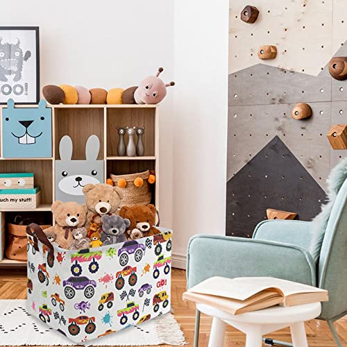 Rectangular storage Basket with Handles Basket,Cute Pattern Storage Bin,Kids Toy Bin Foldable Nursery Laundry Basket for Kids(Racing car) - color: Racing car