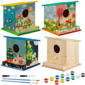 Liliful 4 Pack Bird House Kits for Kids, Wooden DIY Birdhouse Kit to Build and Paint, Birdhouse Craft Kit, Classroom Arts and Crafts Gift for Kids Ages 4-8 8-12 Boys Girls (Single Style) - color: Single Style