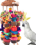 KATUMO Parrot Toys, Large Bird Chew Toys Medium Parrot Cage Accessory Colorful Wood Block Toys for Medium to Large Birds Macaws African Greys Cockatoos Amazon Parrots - style: Shredded paper