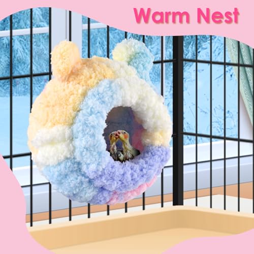 KATUMO Bird Nest, Conure Breeding Nest Parrotlet Snuggle Hut Canary House Bed for Conure Lovebird Canary Finch Coneshape Birds Hamster Small Pets - size: S (Pink)