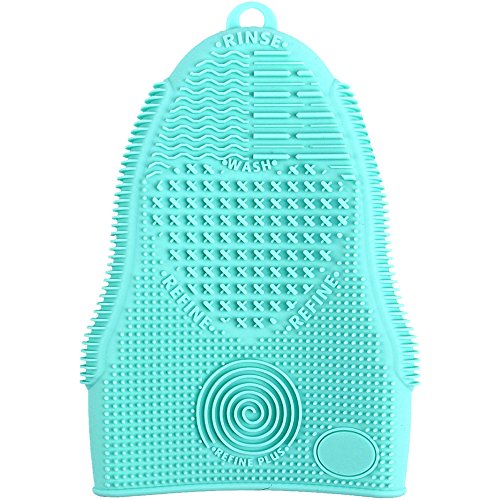 Makeup Brush Cleaner Glove Mat Mitt Silicone Cosmetic Cleaning Scrubber Tool Face Brushes and Eye Brush Washing Pad Mint Green - color: Green