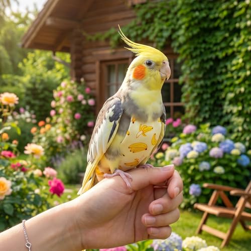 4 Pcs Bird Diaper Reusable Cute Parrot Diapers with Waterproof Inner for Cockatiel Budgie Canary Pet Bird