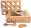 20-Pack Cupcake Boxes Bulk, Cupcake Holder with Lid, Disposable Cupcake Containers,Food Grade Kraft Bakery Boxes with Window to Fit 12 Cupcakes, Cookies,Muffins,Pastry, Long Treats