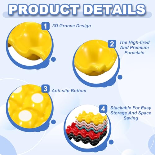 uxcell Ceramic 6 Cups Egg Tray Holder, Porcelain Eggs Container for Home Countertop Kitchen Storage Refrigerator Fridge Decorative Serving Display, Yellow - color: Yellow