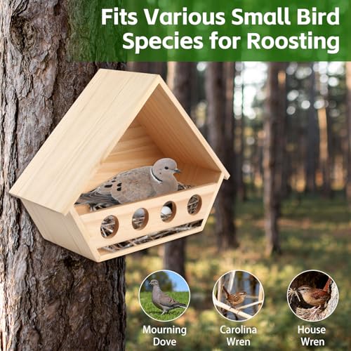Dove Bird House for Outside, Wooden Mourning Dove Nesting Box | 14"L x 10.2"H x 5.3"W Pigeon House Roosting Platform with 2 Preset Mounting Holes - Easy To Install & Remove