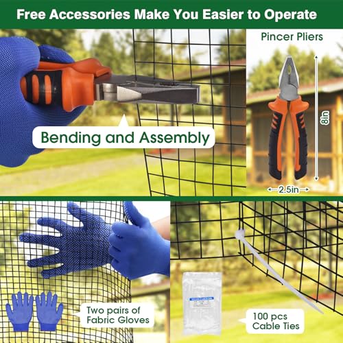 HOPERAN Black Hardware Cloth 1/2 Inch 48 x 50 Ft 19 Gauge Chicken Wire | Vinyl Coated, PVC Coated Welded Mesh Roll, for Garden Fencing Gopher Wire Rabbit Cage Poultry Netting - size: 1/2inch 48in×50ft