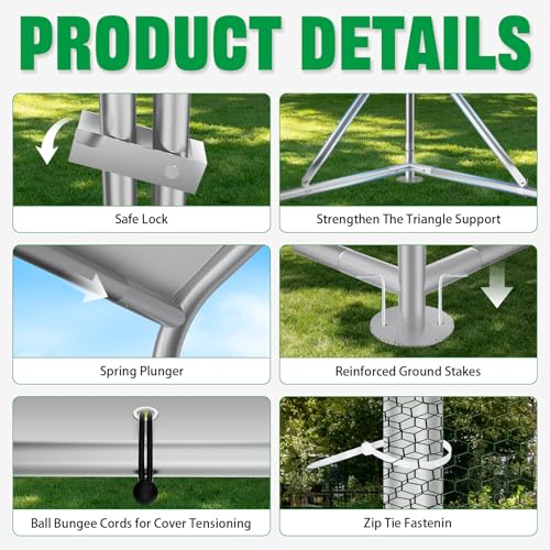 ACEPIC 10x13x6.5ft Metal Chicken Coop with Roosting Perches & Door Lock | Walk-in Poultry Cage with Waterproof & UV Resistant PE Top, Predator-Proof Hen Run for Yard, Farm, Chicken, Duck, Rabbit - size: 118.1"L x 157.5"W x 78.7"H