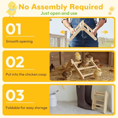 Chick Perch Foldable, Perch for Chicks Stable & No Assemble | Chick Roosting Perch for Stand Training, 11.02" × 9.84" × 6.10" Baby Chick Toys for Chicken Brooder | Coop (M) - size: 11.02" × 9.84" × 6.10"