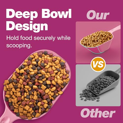 Dog Food Scoop 2 Pack, Pet Cup Capacity Cat Food Scooper With Measuring Lines For Dog, Puppy and Cat Coffee Bean, Flour Scoop Pink - color: Light Pink