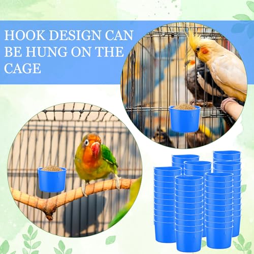 120 Pcs Cage Cups Chicken Feeder Cups 8 oz Plastic Hanging Birds Feeders and Waterers Bowl Feeding Bucket for Pigeon Poultry Parrot Rooster Rabbit Duck Supplies(Blue) - color: Blue
