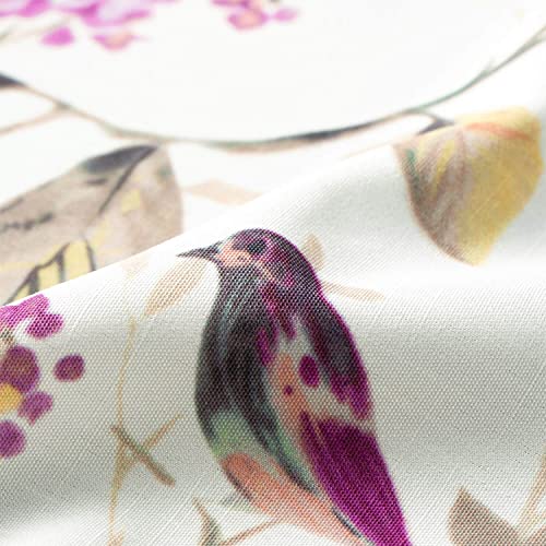 Purple Bird Print Linen Textured Curtains, 52 x 63, 1 Panel, Grommet | Well Made Finish, Soft Thick Fabric, Retro Country Style, Drapes for Bedroom and Living Room Windows - color: Purple, size: 52"W x 63"L (Pack of 1)
