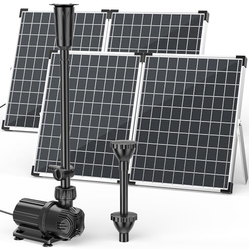 100W Solar Water Fountain Pump, 1200GPH Adjustable Flow & Dry-Run Protection Pond Pump, Dual Solar Panels, 3 Spray Nozzles, Solar Fountain Pump Kit for Outdoor Ponds, Water Garden P1100 - size: 100W