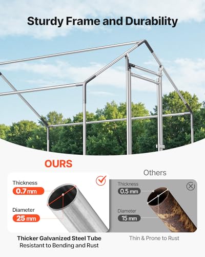 VEVOR Metal Chicken Coop, 6.56x6.56x6.56ft Large Walk-in Chicken Runs with Cover, Spire Roof Hen House Enclosure with Security Lock, Outdoor Duck Rabbit Cage Poultry Pen for Backyard, Farm, Yard - size: 78.7"L x 78.7"W x 78.7"H