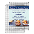 Cooling and Baking Rack Set - Cooling Racks -11.5'' x16.5'' | 100% Stainless Steel, Oven-Safe, Dishwasher-Safe, Heavy Duty Tight-Wire, Set of 2, Half Sheet Pan Cooling Racks, Easy Clean - size: 11.5" x 16.5" 2-Pack