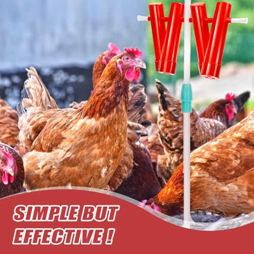 LemonRoad 4 Tube Chicken Treat Dispenser 31.5 Inch Height Adjustable Ground Stake Poultry Feeder Reduces Boredom and Bullying Enrichment Coop Accessories for Hens and Ducks