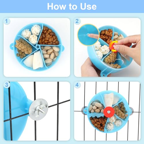 Bird Creative Foraging System Wheel Seed Food Ball Rotate Training Toy for Small and Medium Parrots Parakeet Cockatiel Conure (Blue) - color: Blue