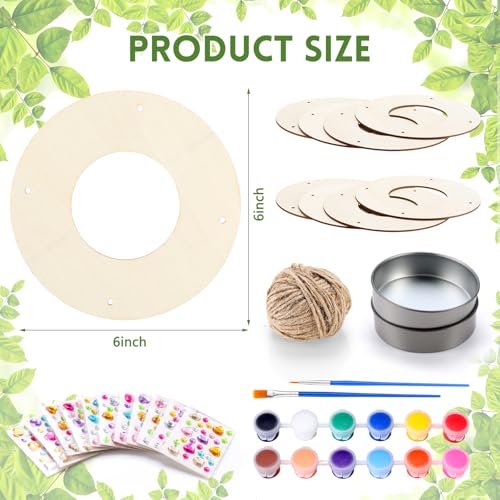 CroBlissful 12 Pack Bird Feeder Craft Kits for Kids DIY Your Own Bird Feeders with Paint and Paintbrushes Wooden Arts and Crafts for Kid Ornaments to Paint Feeders Craft for Garden (Round) - style: Round