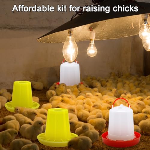 Funnymoom 12 Pack 1.5L Poultry Feeder Chick Waterer Kit Feeding and Drinker Bulk for Small Baby Chicken Duckling Goose Pigeons Quail Coop Accessories(Combination) - style: Combination