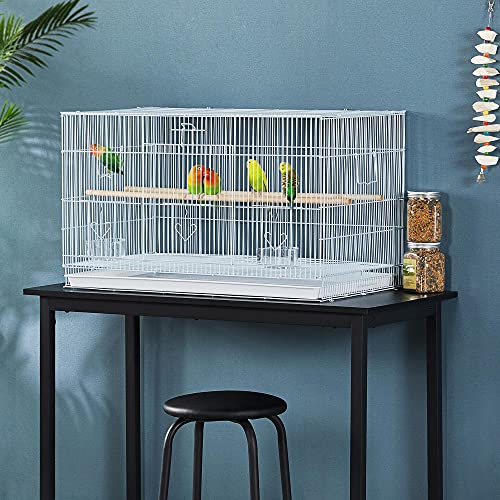 Yaheetech 30-inch 2 Pack Stackable Flight Bird Cages for Parakeets Cockatiels Conures Finches Budgies Lovebirds Canaries Small Birds Parrots Birdcage, White