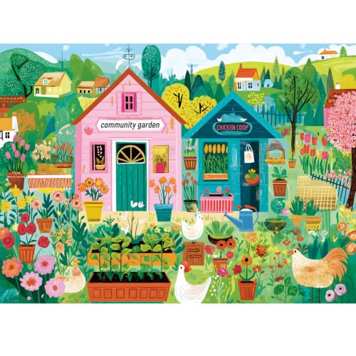 500 Piece Puzzles for Adults,Garden House Floral Countryside Jigsaw Puzzle | Cottage Floral Country with Chickens Puzzles,Challenging Game for Adults Teens Seniors Family Game Night Gift,20.5x15 in - color: Chicks