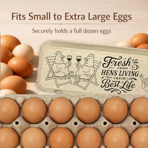 Best Life Egg Cartons – 12-Pack – Funny Egg Carton with Relaxing Hen Design – Giftable, Eco-Friendly Cartons for Backyard Eggs