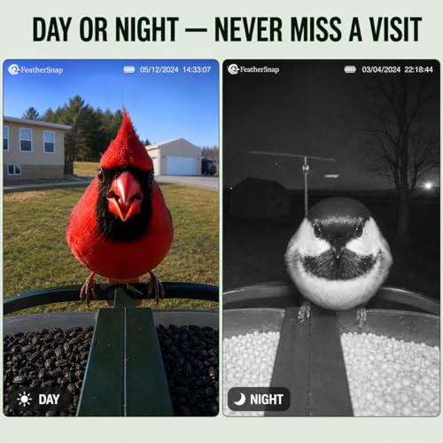 FeatherSnap Smart Bird Feeder with Camera – Solar Powered, AI Bird ID, 1080p HD Night Vision – Includes Mounting Pole – Bird Feeder with Pole