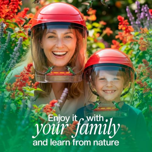 HummViewer Wearable Hummingbird Hat Feeder - Humm Viewer Mask, Helmet Feeder for Head with Face Shield, Bird Viewing Experience for Men & Women Includes Expert Guide