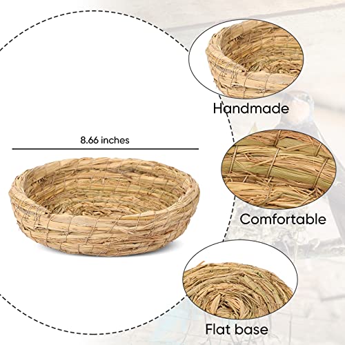 Patelai 4 Pcs Bird Nest Handmade Woven Flat Base Dove Bird House Breeding Nest Small Animal Cage Accessories for Pigeon Parrot Budgie Parakeet Cockatiel Hamster Gerbil Pig(8.66 Inch) - size: 8.66 Inch