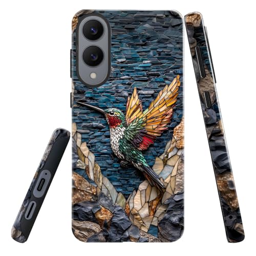 Compatible with Samsung Galaxy S25 Edge Case,Glossy Case All-Round Protection Shockproof Anti-Scratches TPU Cover,Cases for Man Woman-Hummingbird Stained Glass - color: Hummingbird Stained Glass, size: Galaxy S25 EDGE