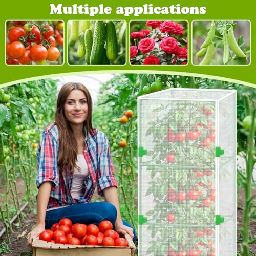 3Pack Garden Bird Netting Plant Cover for Square Tomato Cage,55.1"x15.7" Insect Bird Barrier Tomato Cage Net with Zipper&12pcs Clips,Tomato Trellis Netting Protection Mesh Cover for Protecting Plants - color: Netting Plant Cover-55.1"x15.7"-Transparent