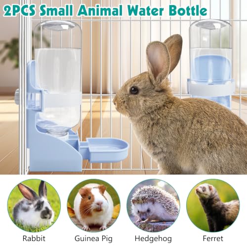 kathson Rabbit Water Bottle, 17oz Hanging Water Fountain Automatic Dispenser No Leak WaterFeeder for Bunny Chinchilla Guinea Pig Hedgehog Ferret - size: 2PCS Water Dispenser, Blue