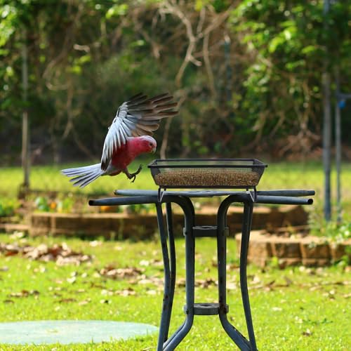 4 Pcs Ground Bird Feeder Tray 6.9 x 6.9 x 2.2 Inches, Metal Platform Mesh Seed Tray for Bird Feeders, Great Attracting Garden Yard Decoration for Wild Birds Squirrels Dove