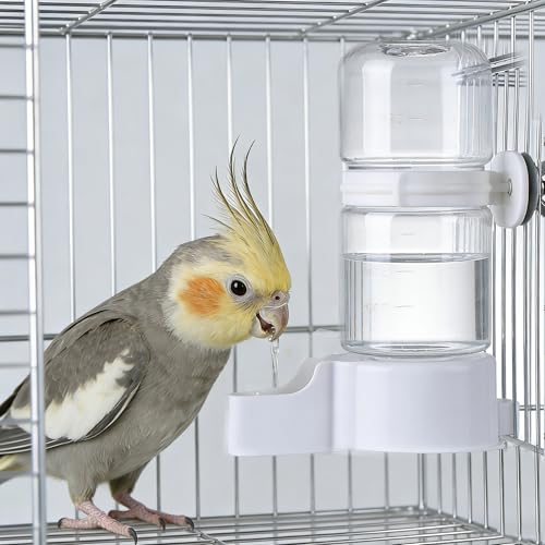 Automatic Bird Water Dispenser Cage Hanging Water Feeder with Anti-Spill Design for Parakeet Canary Small Parrot Lovebirds (2PCS 240ml Water Dispenser) (140ml) - color: 140ml
