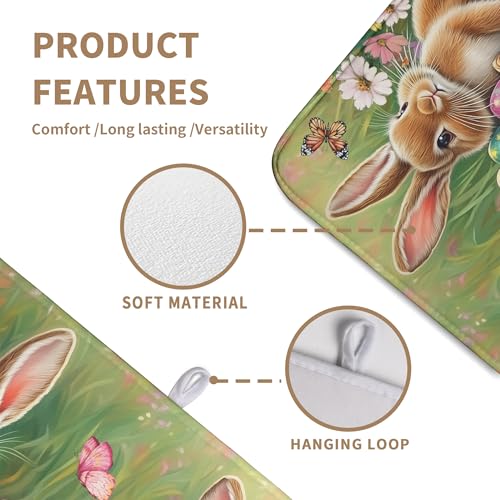 Easter Bunny Eggs Dish Drying Mat for Kitchen Counter 18x24 Inch Spring Easter Rabbit Flowers Large Drying Mat Microfiber Dish Drainer Rack Mats Absorbent Reversible Dishes Pad Dish Dryer Mat - color: Easter Egg Bunny, size: 18" x 24"