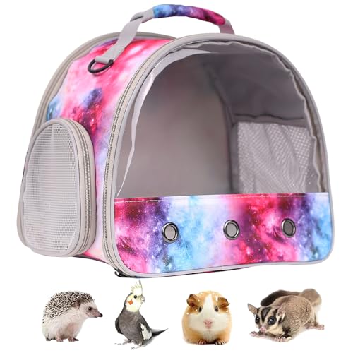 Guinea Pig Carrier Cage for 2, Bearded Dragon Travel Carrier for Small Animal Hamster Birds, Portable with Clear Window Transparent View Vet Bag (Carrier - Pink) - color: Carrier - Pink