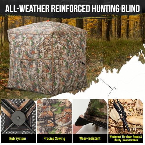 Portable Hunting Blind - 270°/288°/360°See Through with Floor Mat Dual Door - size: 270° See Through(2-3 Person)
