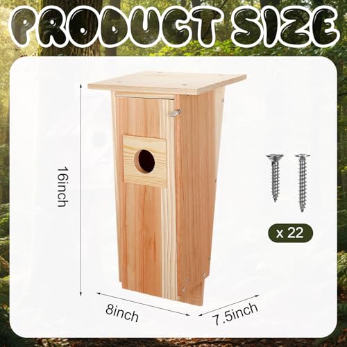 Kathfly 16 Inch Cedar Bluebird Box Houses for Outside Entrance Hole Big Wood Bird Houses Wall Mounted with Metal Secure Latch Air Vents for Bluebirds Titmice Chickadees Wren Swallow Nesting
