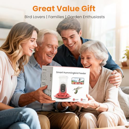 Smart Hummingbird Feeder Camera with AI Identification | AI Identification, 2.5K HD & Color Night Vision, Attract Hummingbirds, Solar Powered Outdoor, IP66 Weatherproof, Garden Decor