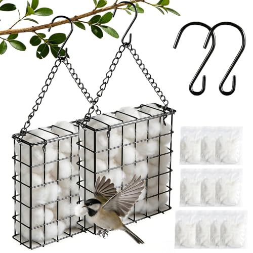 Bird Nesting Material Holder,Handmade Fiber Bird Nesting Material | Refillable Bird Shelter, Outdoor Bird Nesting and Resting Spot, Gift for Animal and Bird Enthusiasts (2 Set) - color: 2 set