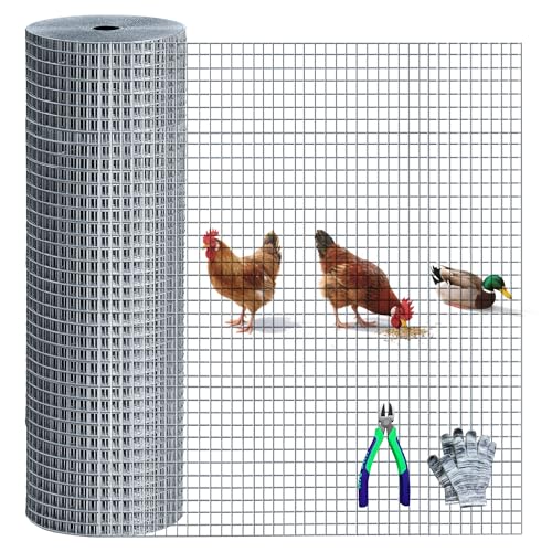 Hardware Cloth 1/2in 48in x100ft Hot Dip Galvanized Rust Resistant Welded Wire Mesh,Chicken Wire Fence Garden Plants Fencing,Chicken Coop Rabbit Poultry Critters Metal Cage Roll