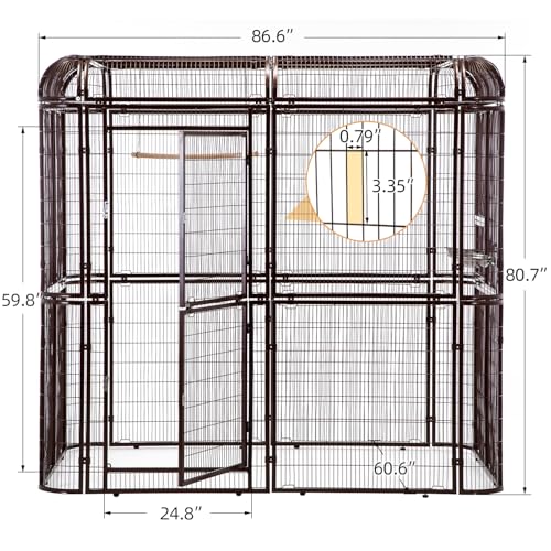 wonline Parrot Cages for Large Birds Outdoor Extra Large Bird Cage with Bird Cage and Perch, Suitable for Macaws Canaries Parrots Budgie Lovebirds - color: Brown