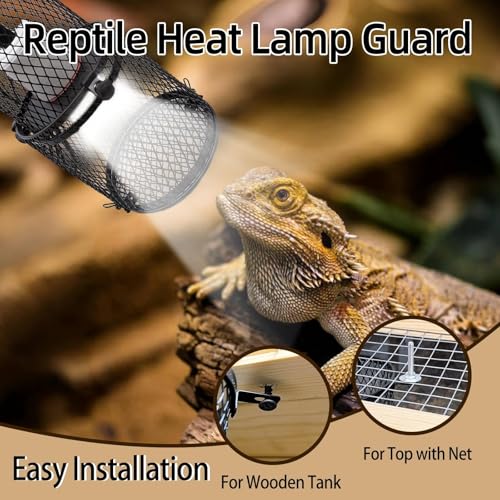 kathson 2 PCS Retractable Reptile Heat Lamp Guard,Reptile Anti-Scald Mesh Cage Guard Lampshade,Ceramic Heat Emitter Heat Lamp Shade Fixture for Snake Lizard Turtle Frog,Without Bulb - size: 2 PCS | Retractable Reptile Heat Lamp Guard