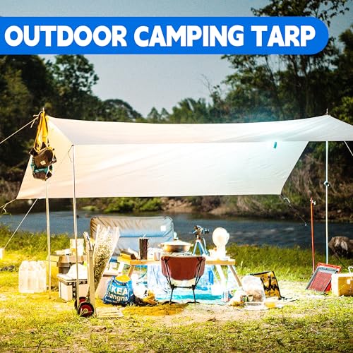 5x7ft (4p) 12mil Waterproof Tarp Heavy Duty UV Resistant White - color: White, size: 5x7(4p)