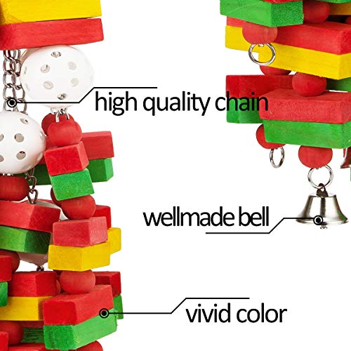 GPY Bird Toys for Parakeets, 22in Multi-Color Large Bird Toys for Parrots | Natural Parrot Toys, Bird Toy for Foraging and Chewing, Parrot Toys for Large Birds and Macaws - color: red parrot toy
