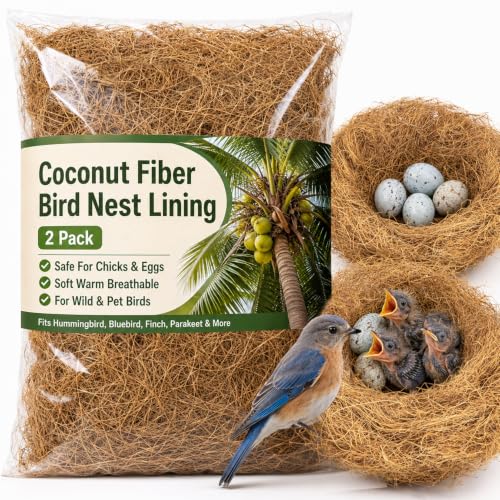 Sukh 3PCS Coconut Fiber for Bird Nest - Bird Nest Bedding for Hummingbird Finch | Coconut Bird Nest Finch Coconut Fiber Loose Bedding Substrate for Laying Eggs, Resting Materials for Birds, Hummingbird Parak